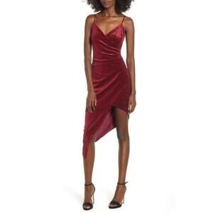 Love, Nickie Lew Women's Velvet Surplice Sleeveless Dress In Wine Size S